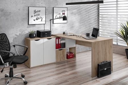 Biurko narożne, ARTEO, 160x67x77 cm, biały, san remo, mat