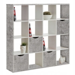 Regał otwarty, dwustronny, ARTEO, 145x34x146 cm, szary, biały, mat