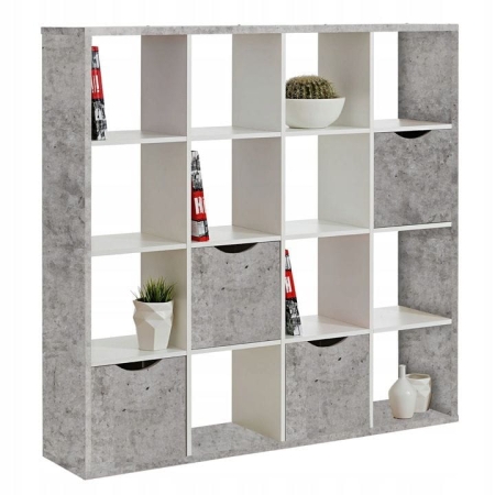 Regał otwarty, dwustronny, ARTEO, 145x34x146 cm, szary, biały, mat