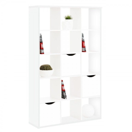 Wysoki regał do pokoju, biura, ARTEO, 110x34x181 cm, biały, mat