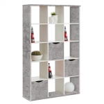 Wysoki regał do pokoju, biura, ARTEO, 110x34x181 cm, szary, biały, mat