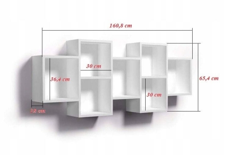 Duża półka ścienna, regał wiszący, 161x18x66 cm, biały, mat