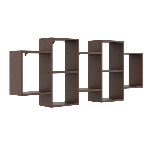 Przejdź do produktu Duża półka ścienna, regał wiszący, FREJA, 161x18x66 cm, wenge, mat