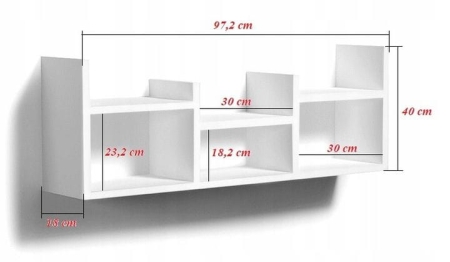 Dekoracyjna półka wisząca, 97x18x40 cm, orzech, mat