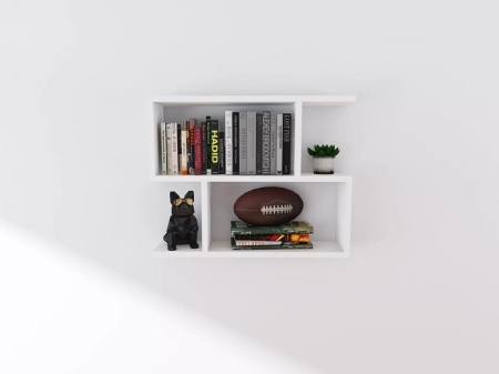 Geometryczna półka wisząca, regał, 70x18x55 cm, biały, mat