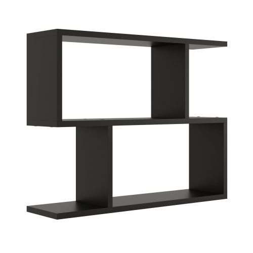 Przejdź do produktu Geometryczna półka wisząca, regał, MIRA, 70x18x55 cm, czarny, mat