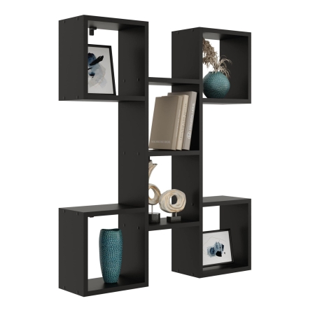 Nowoczesna półka wisząca, 82x18x100 cm, czarny, mat