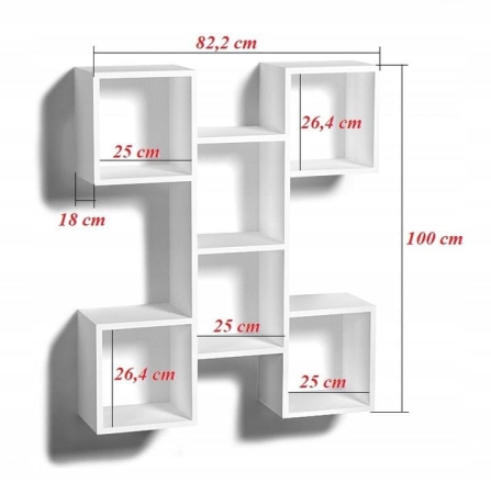 Nowoczesna półka wisząca, 82x18x100 cm, czarny, mat
