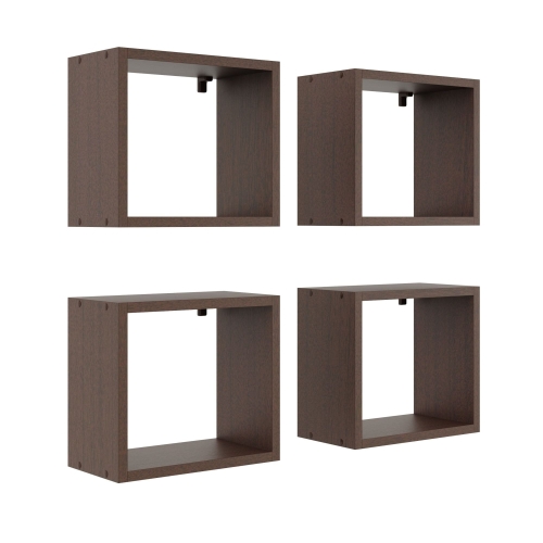 Przejdź do produktu Komplet 4 półek kwadratowych, NEVA, 34x18x30 cm, wenge, mat