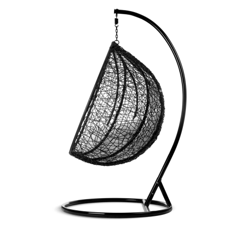 Fotel ogrodowy, kokon, Hawana, 105x202 cm, czarny, szary