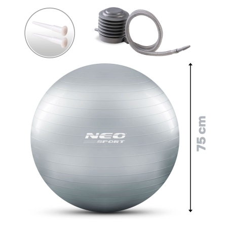Piłka do ćwiczeń, NS-952, 75 cm, srebrny