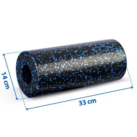 Roller do ćwiczeń, masażu, Neo-sport, 33x14 cm, czarno-niebieski