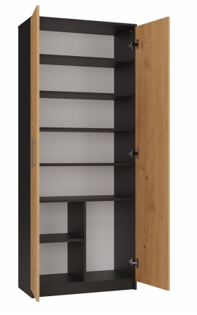 Regał biurowy, szafa, 74x35x180 cm, antracyt, dąb artisan