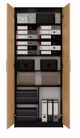 Regał biurowy, szafa, 74x35x180 cm, antracyt, dąb artisan