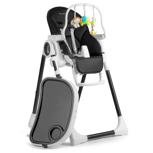 Przejdź do produktu Krzesełko do karmienia ze stolikiem i pałąkiem, Belo, czarne