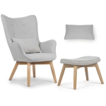 Fotel uszak z podnóżkiem do salonu, Norse, jasny szary