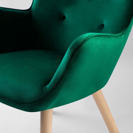 Fotel welurowy z podnóżkiem, uszak, Norse, ciemnozielony