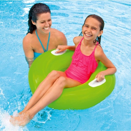 Kółko do pływania z uchwytami, Intex, 76 cm, zielony