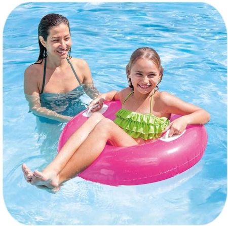 Kółko do pływania z uchwytami, Intex, 76 cm, różowy