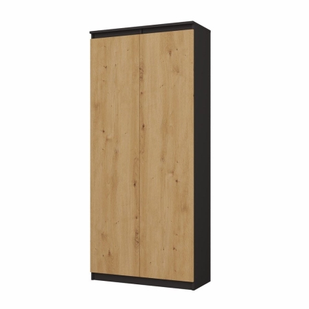 Regał zamykany, biurowy, 80x35x180 cm, antracyt, dąb artisan