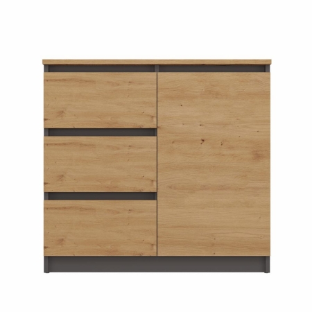 Komoda z szufladami, 80x40x75 cm, antracyt, dąb artisan