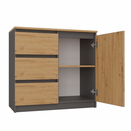 Komoda z szufladami, 80x40x75 cm, antracyt, dąb artisan