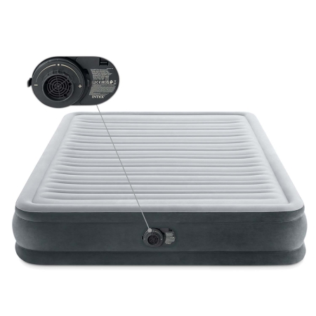 Materac dwuosobowy, dmuchany, wbudowana pompka, Intex, 203x152x33 cm