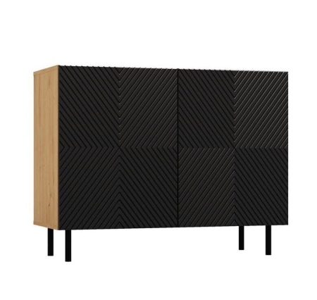 Elegancka komoda do pokoju, 100x40x78 cm, dąb artisan, czarny