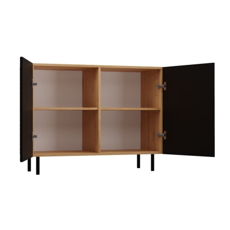 Komoda z ryflowanymi frontami, 100x40x78 cm, dąb artisan, czarny