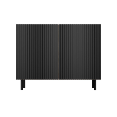Komoda z ryflowanymi frontami, 100x40x78 cm, dąb artisan, czarny