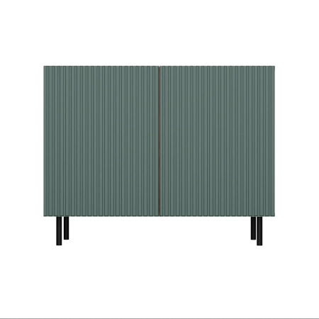 Komoda z ryflowanymi frontami, 100x40x78 cm, dąb artisan, zielony
