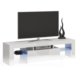 Stolik, szafka RTV, 140x40x45 cm, biały, połysk
