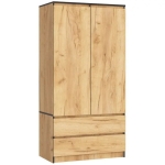 Szafa do sypialni, 2 szuflady, drzwi, DORMI, 90x51x180 cm, dąb craft, mat