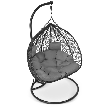 Fotel ogrodowy wiszący, Hawana Duo, 118x200 cm, czarny, szary