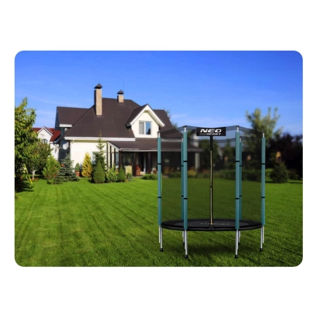 Trampolina ogrodowa dla dzieci, siatka, 140 cm, Neo-Sport, czarny, niebieski