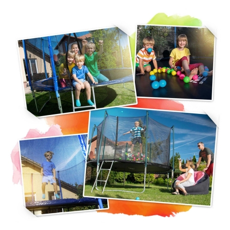 Trampolina ogrodowa dla dzieci, siatka, 140 cm, Neo-Sport, czarny, niebieski