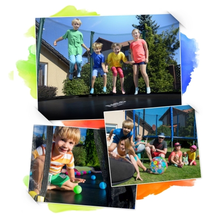 Trampolina ogrodowa dla dzieci, siatka, 140 cm, Neo-Sport, czarny, niebieski