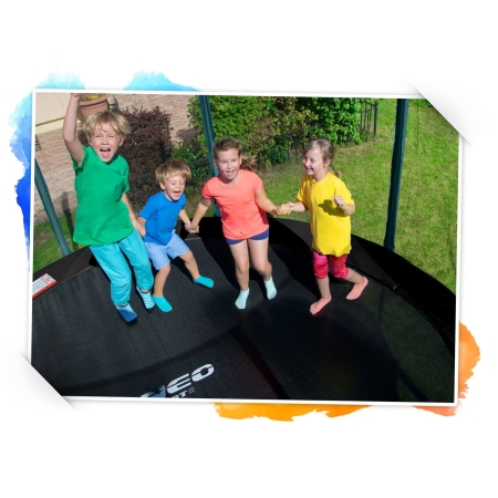 Trampolina ogrodowa dla dzieci, siatka, 140 cm, Neo-Sport, czarny, niebieski