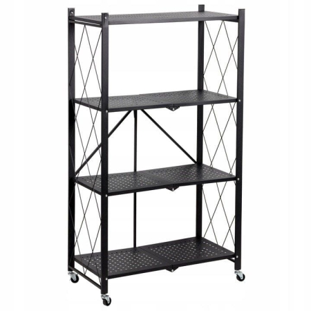 Regał magazynowy na kółkach, składany, FS004, 72x34x127 cm, czarny