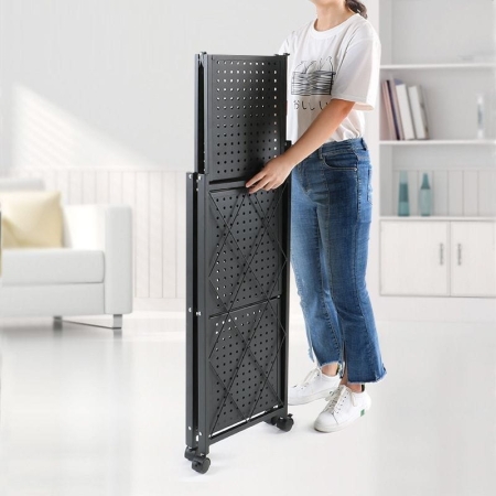 Regał magazynowy na kółkach, składany, FS004, 72x34x127 cm, czarny