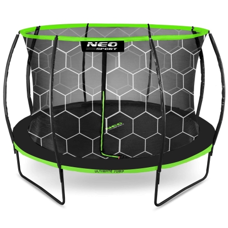 Trampolina ogrodowa z siatką wewnętrzną, 312 cm, czarny, zielony