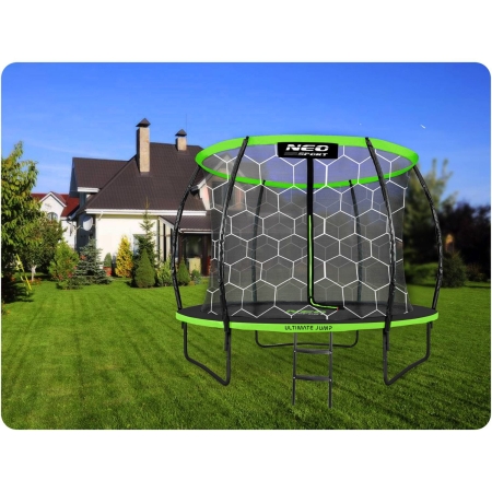 Trampolina ogrodowa z siatką wewnętrzną, 312 cm, czarny, zielony