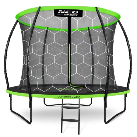 Trampolina ogrodowa z siatką wewnętrzną, 312 cm, czarny, zielony