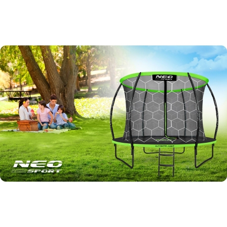 Trampolina ogrodowa z siatką wewnętrzną, 312 cm, czarny, zielony