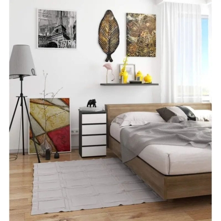 Szafka do sypialni, STILO, 4 szuflady, 40x35x74 cm, grafit szary, biel, mat