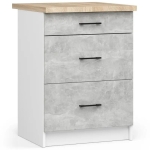 Szafka do kuchni, z blatem, KLARA, 60x60x85 cm, biel, beton, dąb sonoma, mat