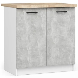 Szafka do kuchni, z blatem, KLARA, 80x60x85 cm, biel, beton, dąb sonoma, mat