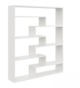 Regał ścienny na książki, biblioteczka, ELVO, 104x18x120 cm, biały, mat