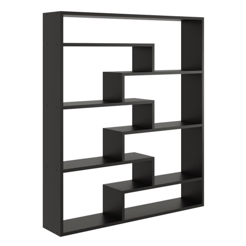 Przejdź do produktu Regał ścienny na książki, biblioteczka, ELVO, 104x18x120 cm, czarny, mat