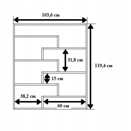 Regał ścienny na książki, biblioteczka, 104x18x120 cm, olcha, mat